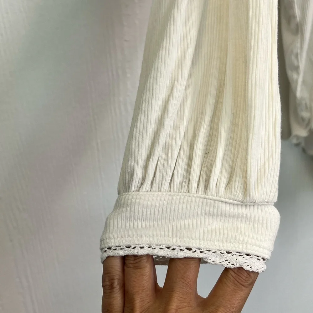 Free People - Shimmy Shake Ribbed Oversized Open Knot Back Blouse Size Small